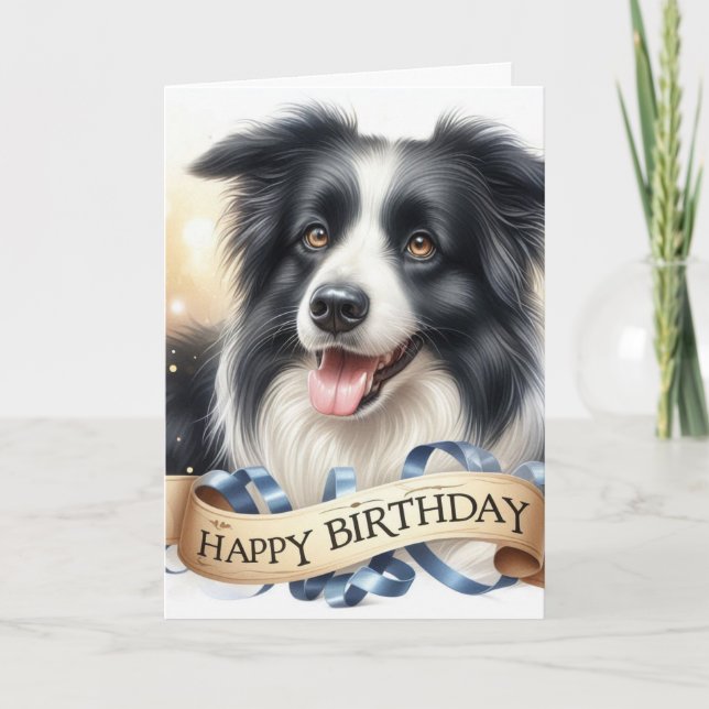 Collie de borde de cumpleaños de la tarjeta de sal (Anverso)
