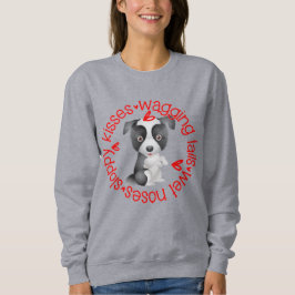 Collie de borde, sudadera de besos descuidados