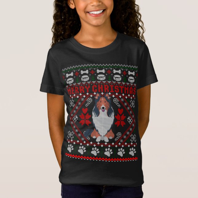 Collie Dog Merry Christmas Ugly Sweater Funny Gift (Anverso)