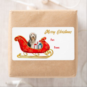 Collie Dog Sleigh Gift Etiqueta