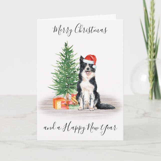 Collie Fronteriza Feliz Navidad Perro (Anverso)
