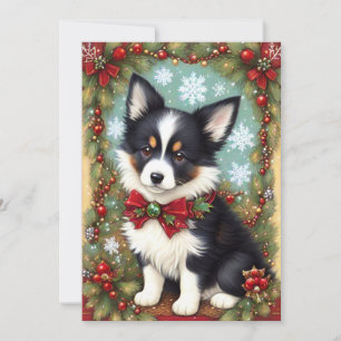 Collie Fronteriza Puppy Retro Vintage Navidad