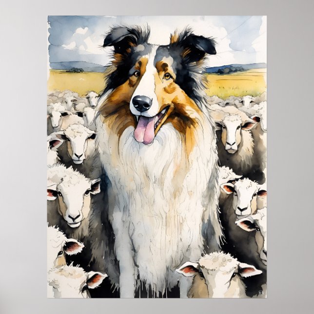 Collie - Impresión de arte de perro (Frente)