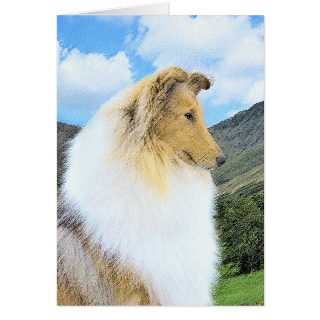 Collie in Mountains (Rough) Pintura - Perro Art (Frente)