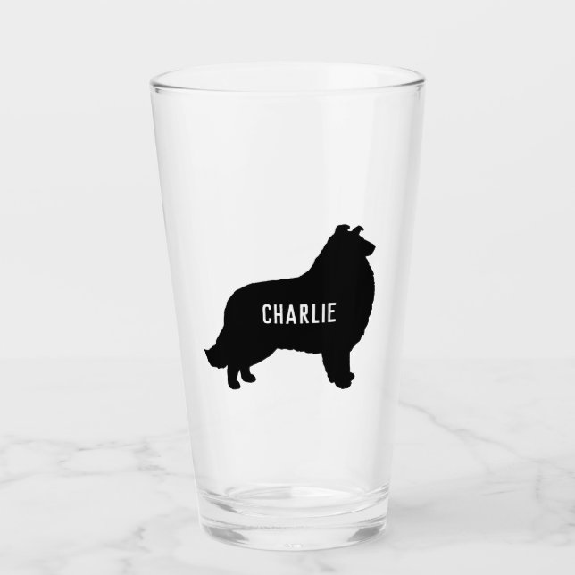 Collie Silhouette Personalizado Perro Raza Vidrio  (Anverso)