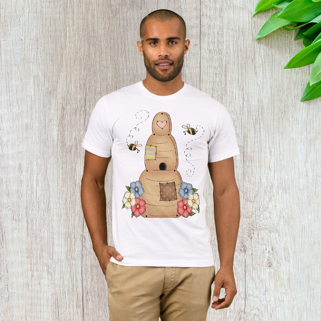 Colmena Con Abejas Y Flores Camiseta Para Hombres (Subido por el creador)