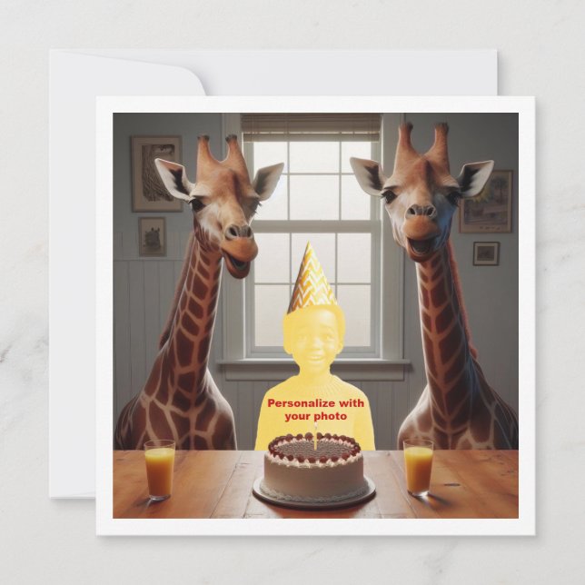 Coloca mi cara en la imagen, tarjeta de jirafa y n (Anverso)