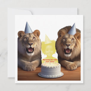 Coloca mi cara en la imagen, tarjeta de leones y n