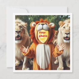 Coloca mi cara en la imagen, tarjeta de leones y n