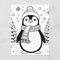 ¡Coloca Tu Propio! Postal pingüino de invierno
