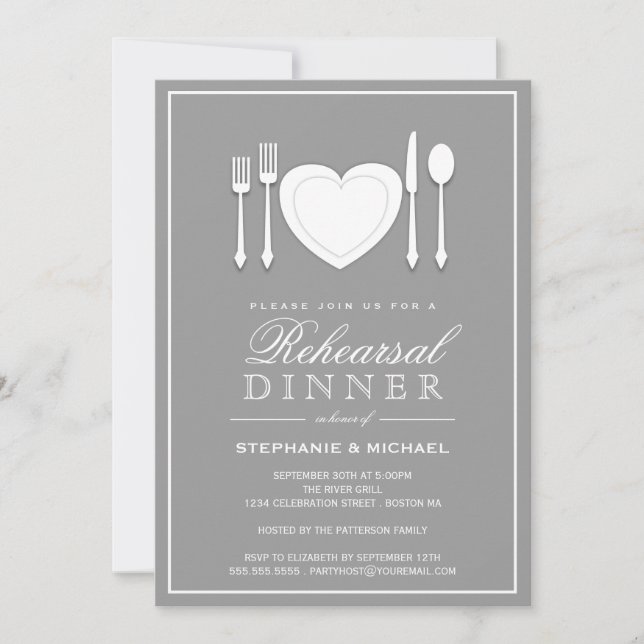 Colocar invitación a fiesta de cena de ensayo (Anverso)