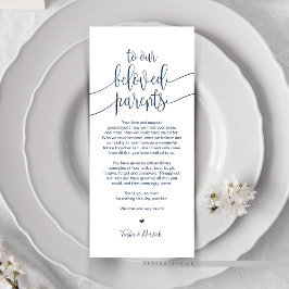 Colocar la tarjeta de agradecimiento para los padr