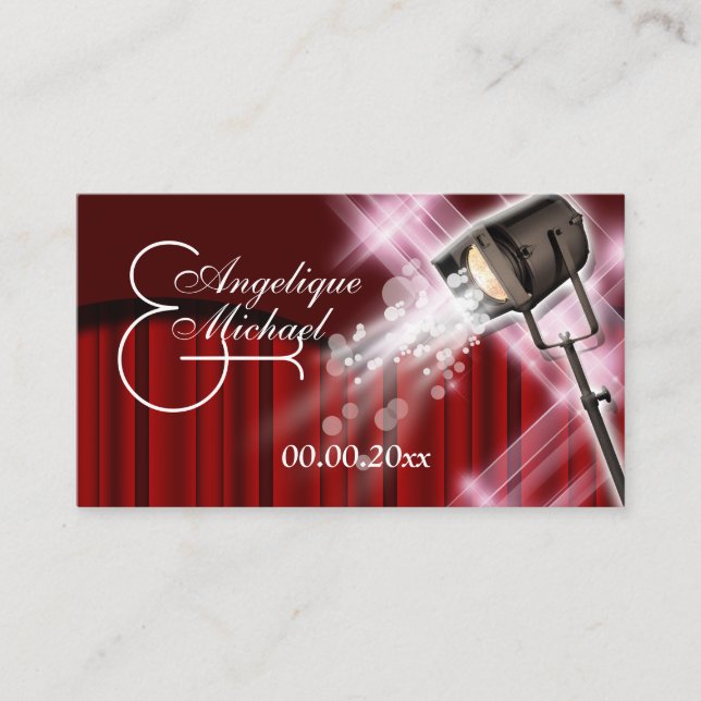 Colocar tarjetas Hollywood boda blanco rojo (Anverso)