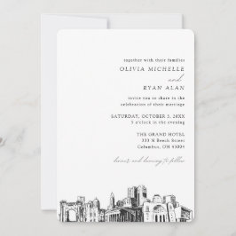 Colón Boda Elegant Skyline Invitación