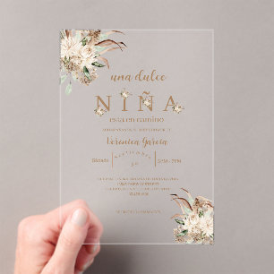 Color beige de la invitación a la ducha para bebés