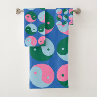 Color Cute Retro Yin Yang Patrón Verde Azul