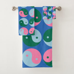 Color Cute Retro Yin Yang Patrón Verde Azul