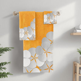 Color de agua amarillo-Naranja y flores blancas