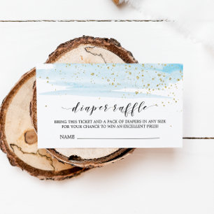 Color de agua azul Diaper Raffle Invitación Insert