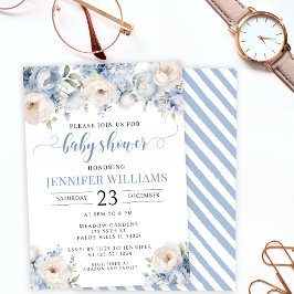 Color de agua azul floral invitación a ducha de be