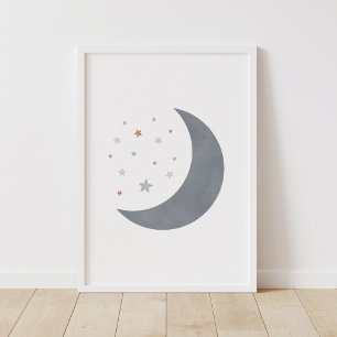 Color de agua azul Moon Boho Decoración de guarder