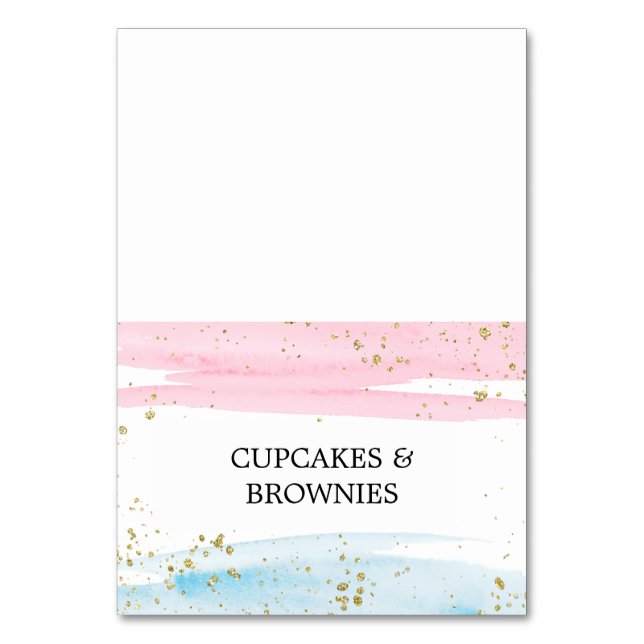 Color de agua azul rosado género revelar tarjetas  (Anverso)