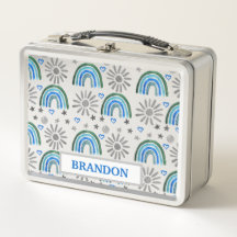 Color de agua Boho Pastel Azul Nombre Arcoiris