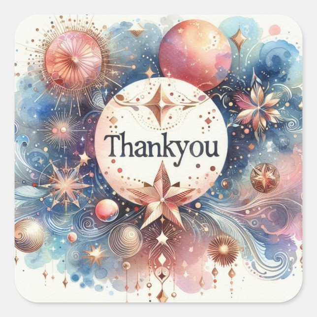 color de agua colorido arte Pegatina cuadrado (Anverso)