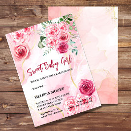 Color de agua de invitación 5x7 Rosa rosa magenta