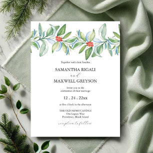 Color de agua de invitaciones de boda Navidades ún