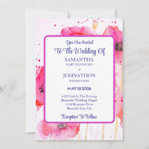 Color de agua de la invitación a la boda de la flo