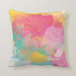 Color de agua pastel amarillo rosa almohada de dec