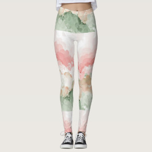 Color de agua rojo verde blanco multicolor Legging