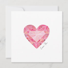 Color de agua rosa Corazón Gem Nota de amor Románt
