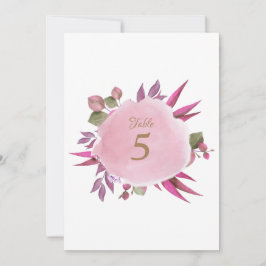 Color de agua rosa Elegante Tarjeta de número de t