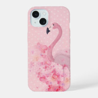 Color de agua rosa Flamingo Floral y puntos