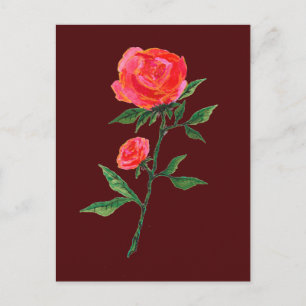 Color de agua rosa rojo oscuro en la postal roja o