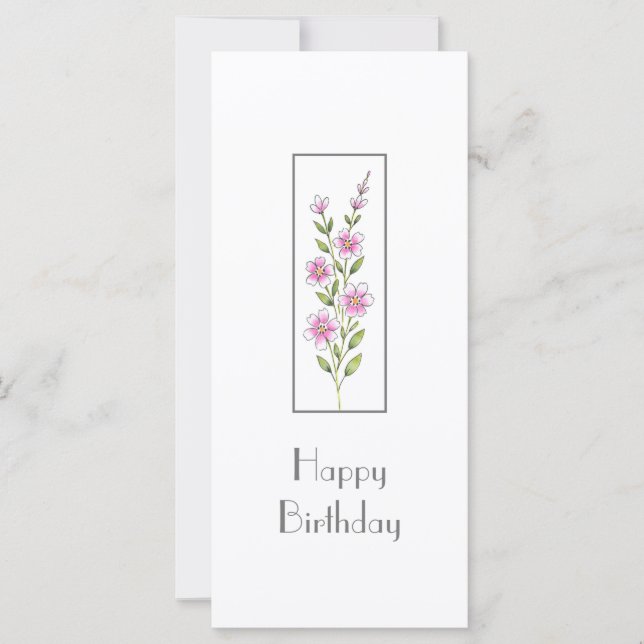 Color de agua rosada, tarjeta de estampado floral  (Anverso)
