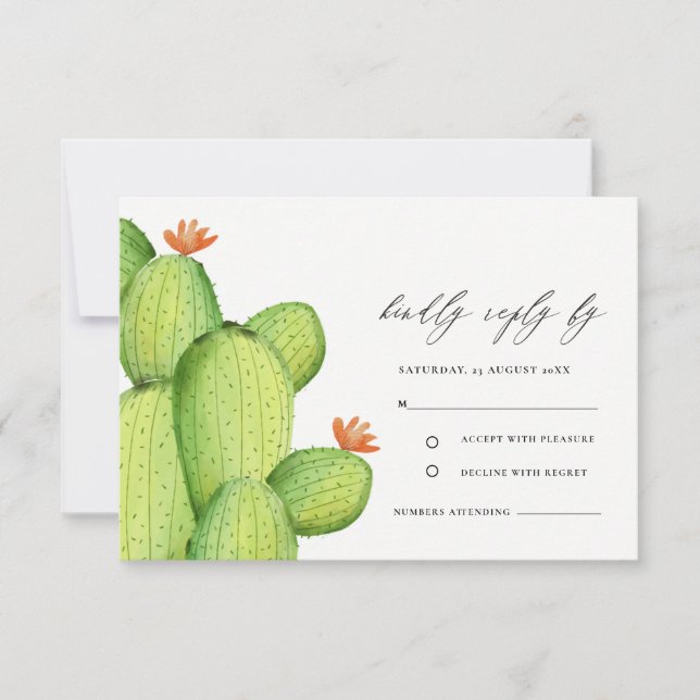 COLOR DE AGUA VERDE DESIERTO CACTUS FLORES RSVP (Anverso)