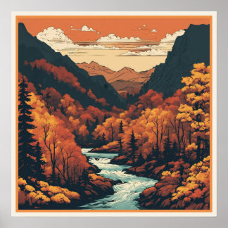 Color de caída en el arte gráfico del río Colorado