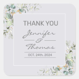 Color de Delfino y Pegatina cuadrado de hojas verd