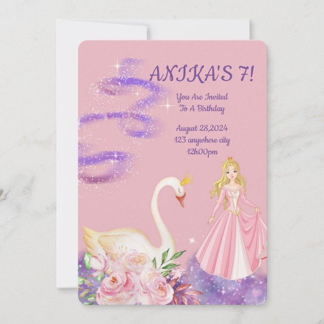 COLOR DE PAZ DE INVITACIÓN DE PRINCESO DE CUMPLEAÑ (Anverso)