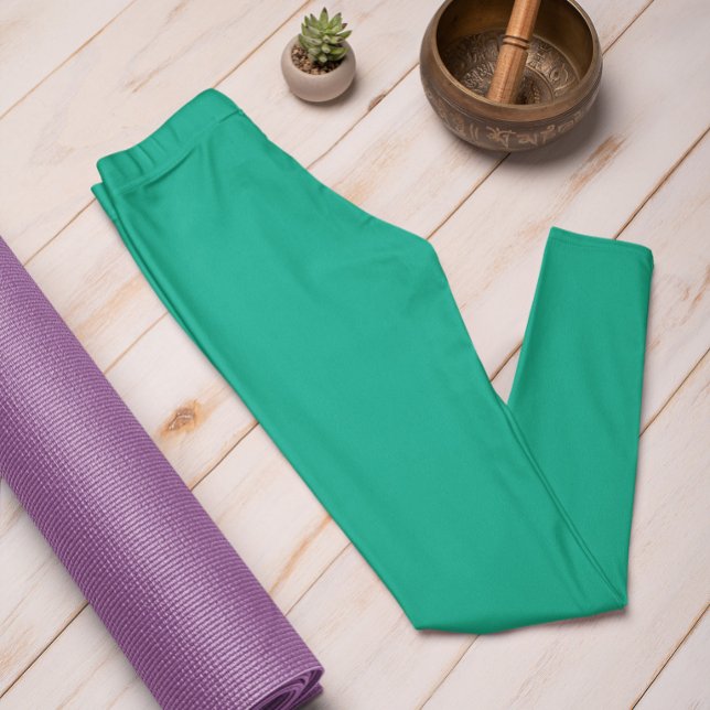 Color de tendencia Jade Green Sólido Leggings (Subido por el creador)