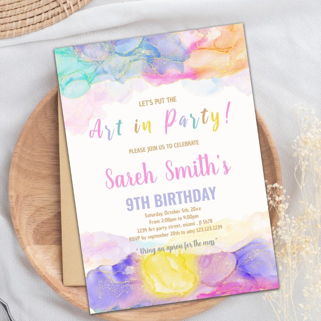 Color del arcoiris Paint Invitación de cumpleaños (Rainbow Color Paint Birthday Invitations)