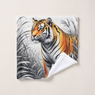Color del arte del tigre Dibujo parcial blanco neg