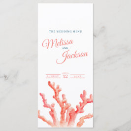Color del coral vivo acuarela boda menú naranja az