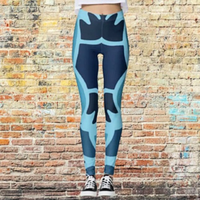 Color Divertido Azul Collage Pattern Leggings (Subido por el creador)