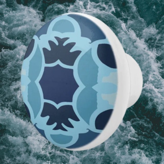 Color Divertido Collage azul Pomo de cerámica (Subido por el creador)