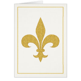 Color dorado Fleur-de-Lis en tarjeta de color crem
