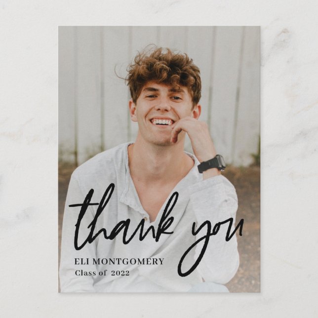 Color editable de palabra pintado Gracias postal (Anverso)